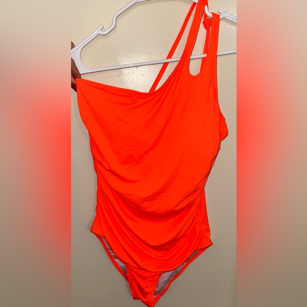 Holipick- Bright Orange One-Shoulder Swimsuit